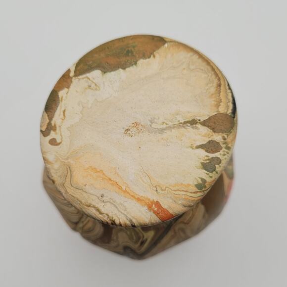 Vintage Marbled Pottery Bud Vases Set of 2 Earth Tone Swirl Small 3.5″ - Picture 7 of 15